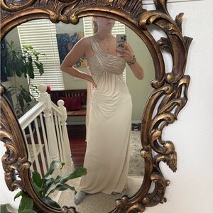 David's Bridal Cream Maxi Dress